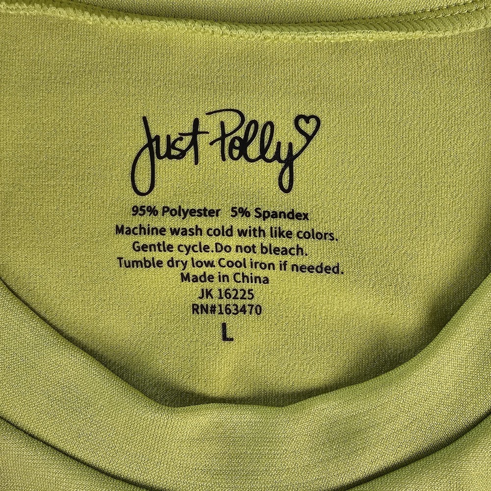 Just Polly Neon Yellow Green Crop Top‎ Women's Large - Picture 5 of 6